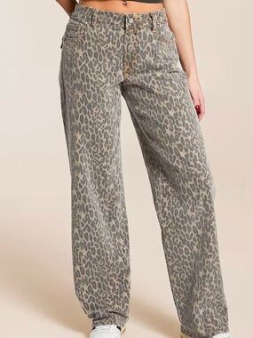 Hidden Alyx Cheetah Print Low Slung Baggy Stretch Jean